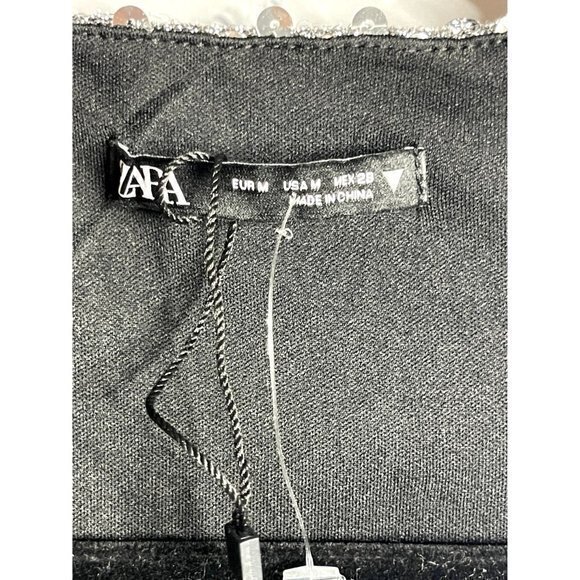 ZARA SILVER SLEEVELESS SEQUINED DRAPED MINI DRESS SIZE M . NEW WITHOUT TAGS - Picture 2 of 5